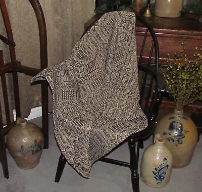 $24.95 • Buy Prim Antique Vtg Style Navy Cotton Abigail Woven 32  COVERLET Square RQ23NSS