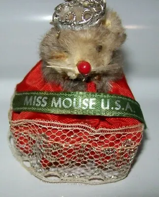 Vintage Rare MISS MOUSE USA Real Fur Mouse Factory West Germany Red Dress/Crown • $20