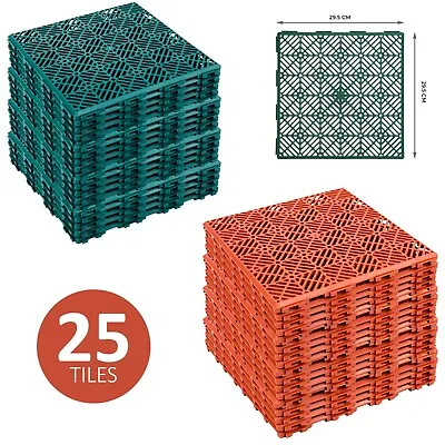 £29.89 • Buy 25pc Interlocking Plastic Garden Tiles Nonslip Path Floor Lawn Paving Patio Deck