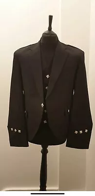 £59.99 • Buy Men's Argyle Black Serge Wool Jacket & Waistcoat Sizes Available Uk 38--58r