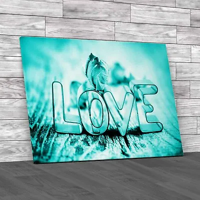 Rose Love Saying Teal Canvas Print Large Picture Wall Art • £27.95