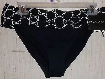 *NEW!  WOMENS LA BLANCA By ROD BEATTIE BLACK BIKINI BOTTOM   SIZE 14 • $19.95