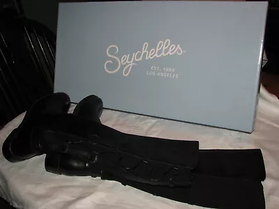 Women's SEYCHELLES Tall Dramatic Black Leather Boots Size 10 #IB01008 • $24