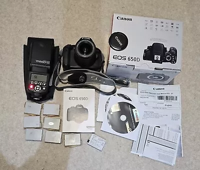 Canon EOS 650D Digital Camera + 18-55mm & 55- 250mm Lens + Flash  + 8 Batteries • £250