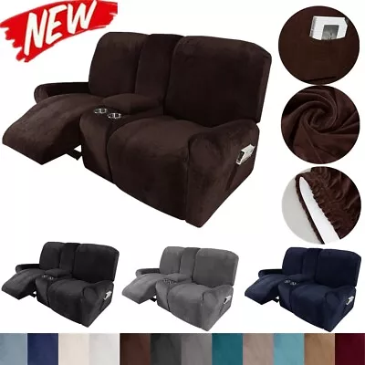 Stretch Recliner Loveseat Cover W/ Center Console 2 Seater Couch Sofa Slipcover • $53.45