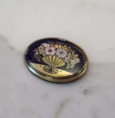 MICHAELA FREY Flower Leaf Metal Enamel Brooch Pin • $18.88