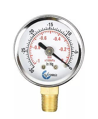 $8.95 • Buy 1-1/2  Vacuum Gauge - Chrome Plated Steel Case, 1/8 NPT, Lower Mnt. -30 InHg/0