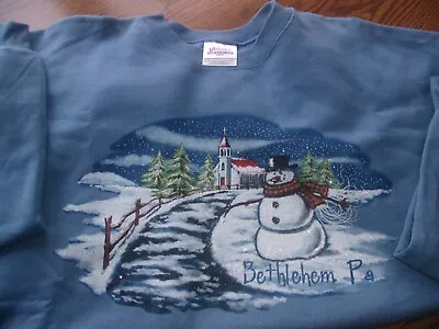 Hanes Adult Xl Sweatshirt Snowman Bethlehem Pa Printpro Comfort Blend Crewneck • $13.99