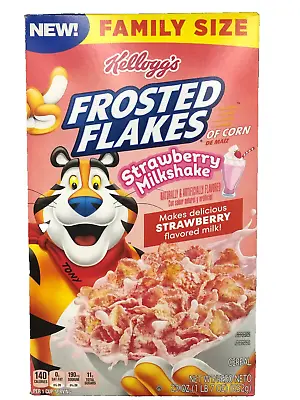New Kellogg's Family Size Frosted Flakes Strawberry Milkshake Cereal 23 Oz Box • £14.46