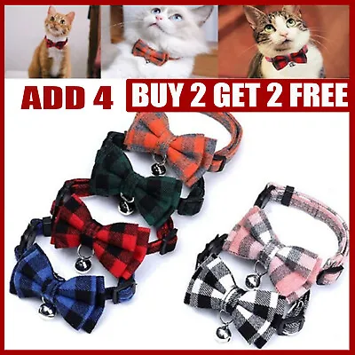 £2.95 • Buy Dog Collar Tartan Plaid Bow Tie Check Adjustable Pet Puppy Cat Scarf Collars