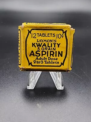 Vintage Medicine Box:  Very Rare Laymon's Kwality 5 Gr ASPIRIN ~ Empty Box • $11.99