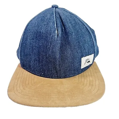Quiksilver Hat Cap Mens Denim Snapback Blue Brown Surf Beach Casual VGC OSFM • $24.98