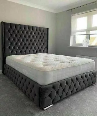 £369.99 • Buy Winged Bed Frame Upholstered 4ft6 5ft 6ft Wingback -scroll - Sleigh