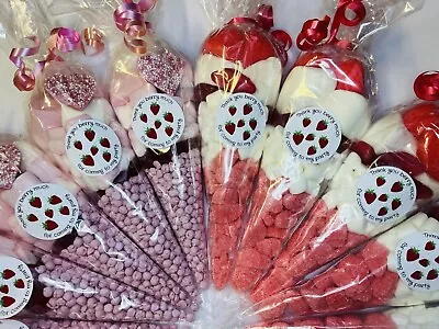 Strawberry Berry 1st Birthday Party Kids Sweet Cones Party Bags Candy Pink Red • £1.80