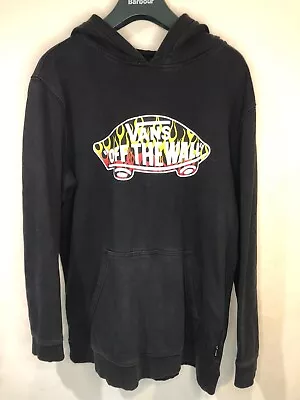 VANS Off The Wall Hoodie Mens Pullover Hoody Black Size XL Skateboard Skate Rare • £19.99