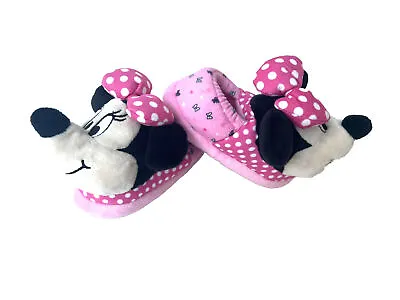 NEW DISNEY Minnie Mouse PINK Slippers Toddler Girls 5/6 Plush Shoes Cute Gift Q • $6.75