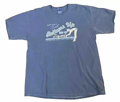 Cape Cod Tee Shirt Liquer Bottoms Up Graphic Cotton Vintage Blue Size XL • $12.99