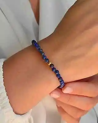 Lapis Lazuli Stone 925 Sterling Silver Bracelet • $49.90