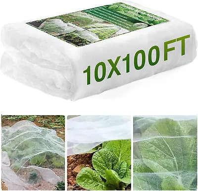 10x100FT Garden Mesh Netting Barrier Ultra Fine Plant Netting Cover Screen White • $41.90