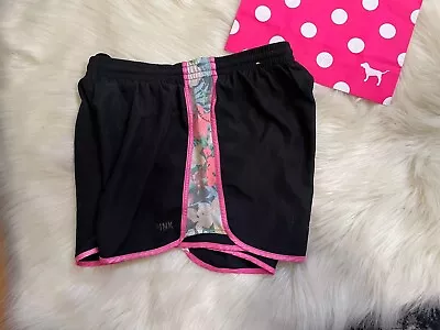 VICTORIA'S SECRET LOVE PINK Campus Running Shorts Sport Black BLING S • $4.50