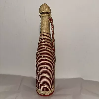 VINTAGE PLASTIC WICKER WRAPPED WINE BOTTLE RED WHITE Spain • $20