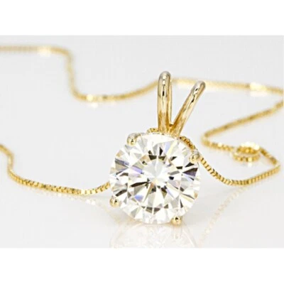 $48.99 • Buy 2ct Real Moissanite Solitaire Pendant 14k Gold Plated Over Silver With Chain 18 