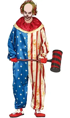 £21.99 • Buy Mens Halloween USA Patriot Clown Fancy Dress Costume Killer Clown Outfit Fg