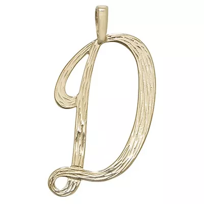 9ct Gold 30mm Plain Barked Script Initial D Pendant • £401.87