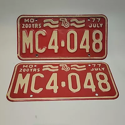 Missouri 200 YEARS 1976-1977 February Bicentennial License Plate Pair • $34.95