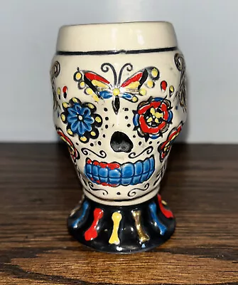 Disney Parks Epcot Mexico Pavilion Skull Sugar Day Of Dead Shot Glass Planter • $15