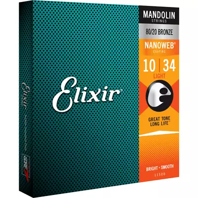 Elixir Strings For MANDOLIN Nanoweb Light 10-34 In Stock-Free Ship From U.S. • $54.95