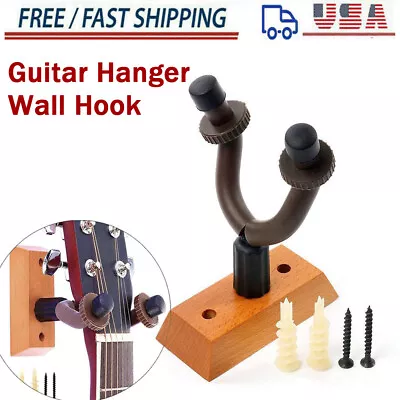 Guitar Hanger Wall Mount Holder Stand Display For Bass Violin Ukulele Wooden US • $6.79