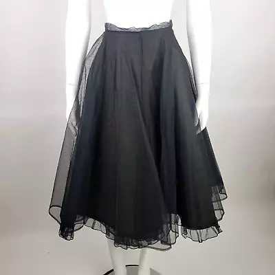 1950s Vintage Anne Fogarty Full Flared Circle Skirt Black Waist 24  / Length 28  • $99.98