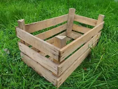 Wooden Crate Boxes Storage Apple Fruit Plain Wood Box Craft Crates - 3 Slatted.. • £495