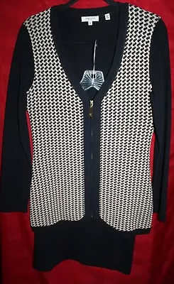 Vertigo Paris Women's M 2 Piece Knit Suit Black Houndstooth Euc • $23