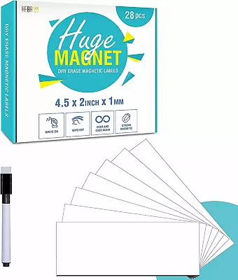 28-Pack Magnetic Dry Erase Labels Writable Flexible Magnetic Labels For Refrige • $23.99