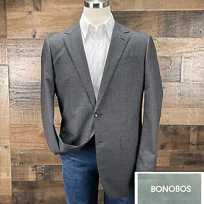 Bonobos Sport Coat Blazer Suit Jacket Wool Gray Houndstooth 44L Slim Fit FLAW • $69.95