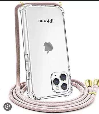 IPhone XR Clear Case With Adjustable Neck Cord Strap 6.1 Inch Rose Gold • £5.99