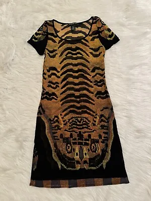 Vivienne Tam Tiger Rug Print Dress Mesh Nylon 90s Vtg Multicolor Size 1 • $338.30