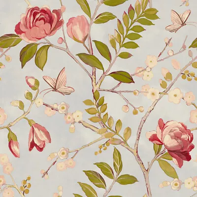 Grandeco Life Lola Red Wallpaper A68804 - Hand Painted Floral Trail • £11.49