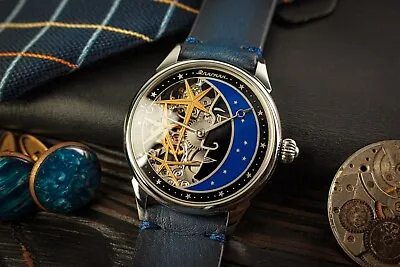 SKELETON WATCH Moon Watch Space Watch Handmade Watch Steampunk Watch Flagman • $404.10