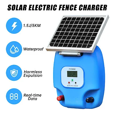 Solar Powered Fence Charger LCD Display Electric Fence Energizer For Livestock • $129.99