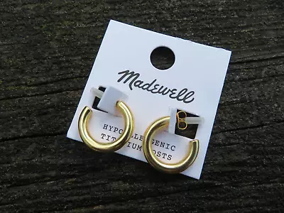 NEW Madewell Jewelry Chunky Small Hoop Post Earrings - Shiny Gold • $26