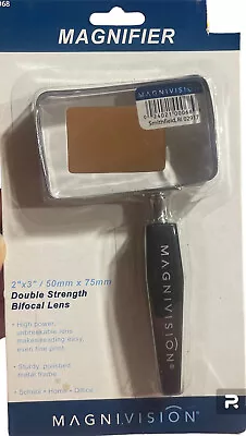 Magnivision Magnifier Double Strength Bifocal Lens 2 X 3 Inch Sturdy Metal Frame • $9.99