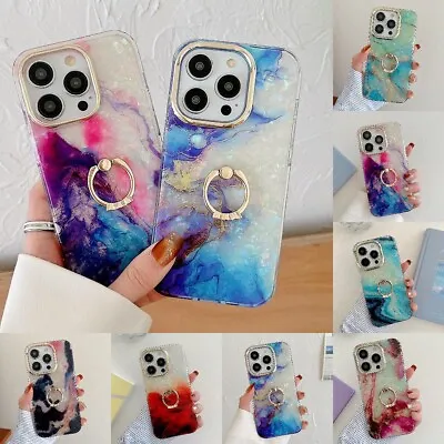 $12.99 • Buy Marble Cover With Ring For IPhone 14 13 12 11 Pro Max XS XR 8  Gradient Case New