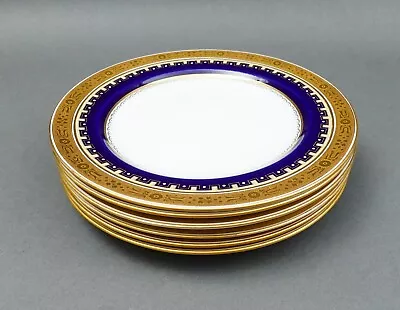 Mintons England Davis Collamore Cobalt Blue & Gold  7 5/8  Salad Plates Set Of 6 • $380.24