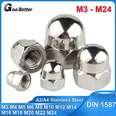 Hex Cap Acorn Nuts Dome M3-M24 Marine Grade A2 / A4 Stainless Steel For Bolts • $7.19