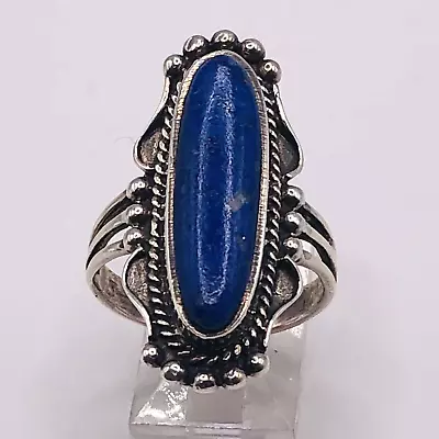 Blue Lapis Lazuli 925 Sterling Silver Ring 7.75 -001174 • $59.99