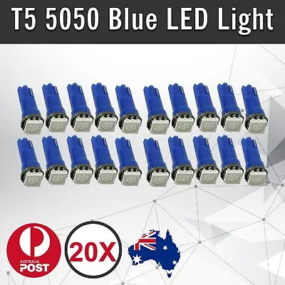 20pcs T5 Dash 5050 SMD LED Car Wedge Dashboard Instrument Blue Light Bulbs 12VDC • $9.73