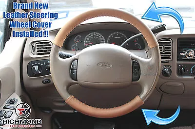 2003-2007 Ford F250 F350 KING RANCH -Leather Steering Wheel Cover 2-Piece Wrap  • $88.78